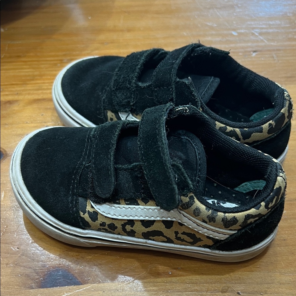 Vans Kids Black and Leopard Sneakers